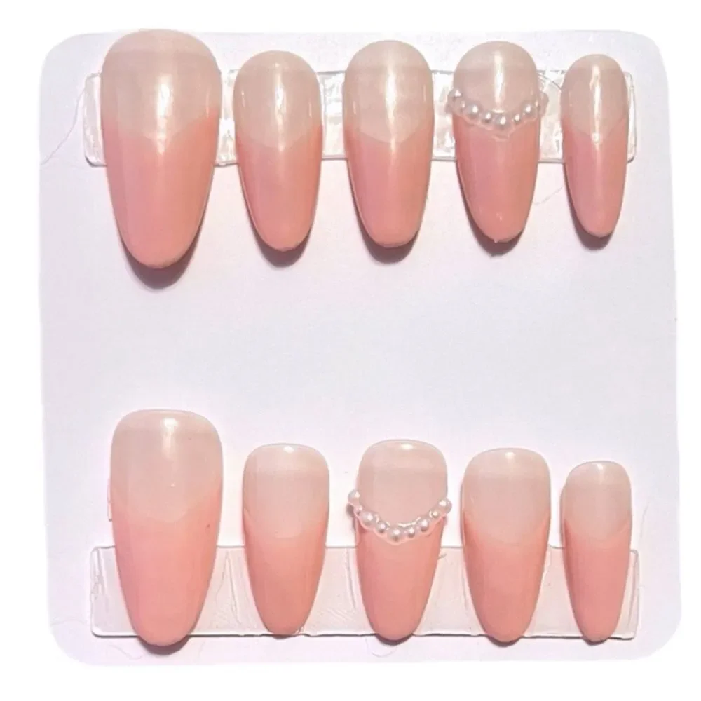 🤯5/$25🤯 Elegant Hand Made Pink French tip Press Press-On Nails